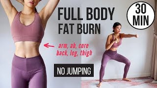 30 min Full Body Fat Burn HIIT NO JUMPING  Ab Core Arm Back Leg Thigh amp Cardio  Emi [upl. by Carbo]