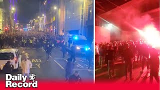 Ajax fans turn Glasgow red ahead of Rangers Champions League clash [upl. by Goddord]