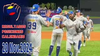 LVBP  Resultados Posiciones Calendario 20 Noviembre 2024  paliza de Navegantes a Leones [upl. by Ahsanat]