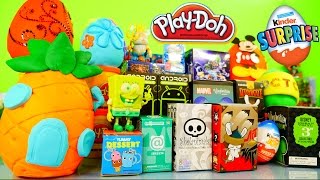 Play Doh Surprise Eggs Spongebob Squarepants Toys Kinder Joy DCTC Playdough Videos [upl. by Iroak]