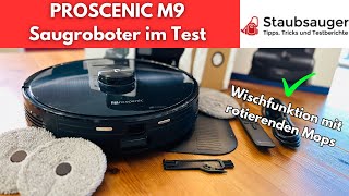 PROSCENIC M9 SAUGROBOTER im Test WISCHFUNKTION mit rotierenden Mops [upl. by Adalai]