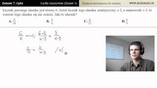 Zadanie 7  ułamki i równanie zadania maturalne  działania na liczbach [upl. by Alguire]