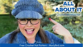 🚨 Newsboy Crochet Hat  All About It Free Crochet Hat Pattern  Marly Bird [upl. by Davis551]