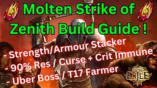 325 The Molten Strike of the Zenith Build Guide on POE  StrengthArmour Stacker  Uber Bosser [upl. by Bakki]