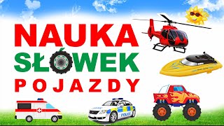 Nauka słów  Pojazdy dla Dzieci  Pociągi Policja Ciężarówki Koparki Motory Motorówki Auta [upl. by Locklin728]