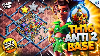 The ULTIMATE TH16 ANTI 2 STAR BASE with LINK 2024  Town Hall 16 Trophy Base ANALYSIS  PROOF Replay [upl. by Utley]