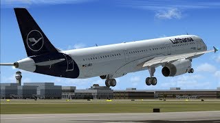 FSX default Lufthansa A321 new livery Take off in Munich EDDM [upl. by Gavriella]