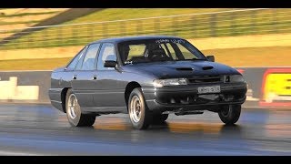 DRAG RACING CRASH 8 SEC COMMODORE HITS WALL AT OVER 100 MPH [upl. by Retep432]