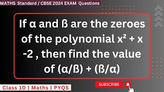 If α and ß are the zeroes of the polynomial x²  x 2  then find the value of αß  ßα cbse [upl. by Hoffman]