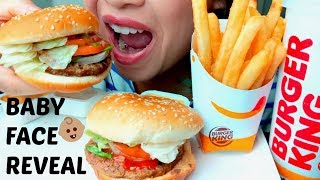 ASMR BURGER KING WHOPPER  FIRST MONTH WITH NEW BABY face reveal 먹방 suellASMR [upl. by Toomay728]