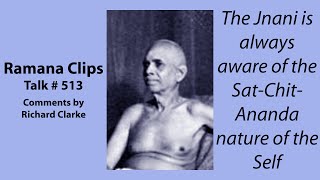 The Jnani is always aware of the SatChitAnanda nature of the Self  Ramana Clips Talk  513 [upl. by Naut10]