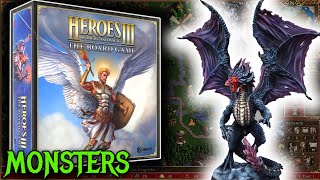 Everything MONSTER in Heroes of Might and Magic 3 Azure Pledge  board game unboxing [upl. by Munson]