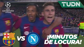 ¡Dos GOLAZOS en MINUTOS DE LOCURA  Barcelona 20 Napoli  UEFA Champions League 202324  8vos [upl. by Arrac]