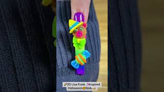 Hand sculptedpainted 3D Lisa frank inspired Halloween nails 3dnails customnails nailcharms [upl. by Immanuel]