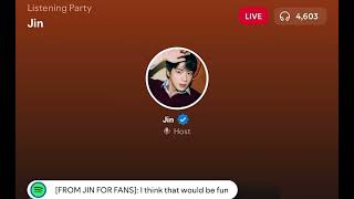 Jin’s Spotify Listening Party Exclusive to US and Indonesia Full Translation 🇺🇸🇮🇩 [upl. by Eemak]