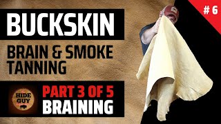 How I traditionally BRAINSMOKE TAN deer BUCKSKIN Part 3 of 5 BRAINING [upl. by Namor4]