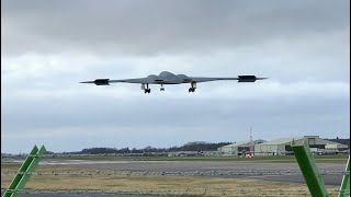 B2 Stealth Bomber arrival Fairford FFD [upl. by Nirtak771]