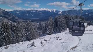 Laax Flims Ski Resort in Switzerland  Plaun to Flims Cable Car [upl. by Cartan]