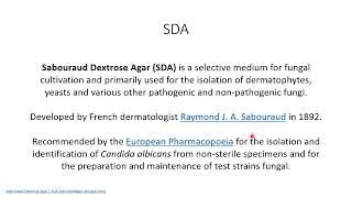 SDA Sabouraud Dextrose Agar  Microbiology [upl. by Kielty]