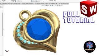 3D Pendant Design🎀 Solidworks Full Tutorial🛠️💎  Designing and Rendering🎨 [upl. by Adalie]