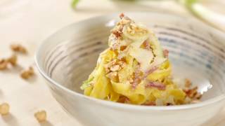 Tagliatelle con prosciutto crudo di Parma e nocciole  Chef Deg  Saporie [upl. by Kevon]