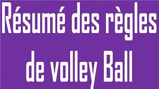 Résumé des règles de volley Ball [upl. by Notsur]