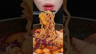 ASMR Eating Tokbokki and Super Spicy Noodles2 asmr mukbang tokbokki food shorts [upl. by Nivla]