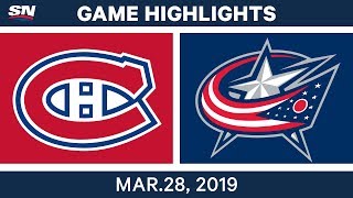 NHL Game Highlights  Canadiens vs Blue Jackets – March 28 2019 [upl. by Foushee494]