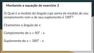 Equações e Ângulos Suplementares e Complementares [upl. by Lefty]