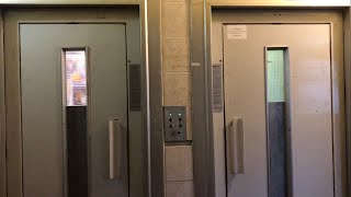 2x 1980s GanzSchindler 2speed traction elevators modernized   Budapest Zsirai Miklós utca 2 [upl. by Groeg]