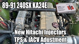 8991 240SX KA24E ECCS New Hitachi D21 Fuel Injectors How to  TPS and Idle Adjustment [upl. by Hanforrd]