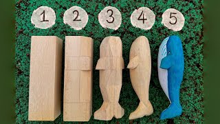 How to carve a whale step by step🐳如何一步一步木雕一頭鯨魚｜一匹一匹のクジラを木彫りしていくのです｜วิธีการแกะสลักปลาวาฬหนึ่งขั้นตอน [upl. by Secrest]