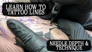 HOW TO TATTOO NEEDLE DEPTH LINING STIPPLING [upl. by Kralc]