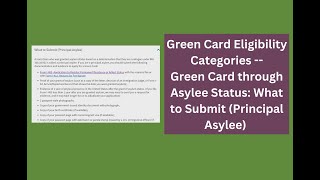 Green Card Eligibility Categories Green Card through Asylum What to Submit Principal Asylee [upl. by Maegan]