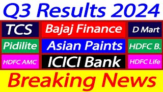 Upcoming Q3 Results 2024  Bajaj Finance  HDFC Bank  TCS  ICICI Bank  Asian Paints q3results [upl. by Ardnuaed520]