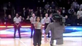 Sholanty Sings The National Anthem at Madison Square Garden [upl. by Annoval]