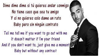 Maluma  Sin contrato Lyrics English and Spanish  Translation amp Meaning  Without Contract [upl. by Pomfret812]