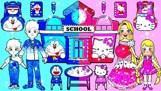 Paper Dolls Dress Up  Hello Kitty VS Doreamon Decorate New Class Handmade  Barbie Story amp Crafts [upl. by Kandy682]