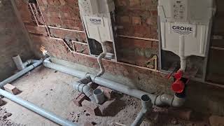 Plumbing in bathroom with full details  modern bathroom pipe fittings  bathroom full plumbing work [upl. by Butta]