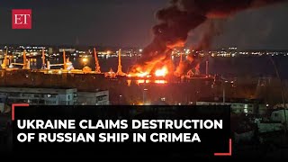 Ukraine claims successful attack on Russian Naval ship Novocherkassk in Crimean waters [upl. by Atikel]