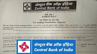 How to Fill Central Bank Of India Nomination Form in 2024 [upl. by Erialcyram787]