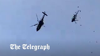 Military helicopters collide in Malaysia during training session [upl. by Enal]