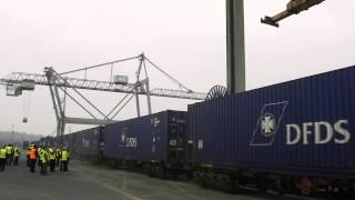 DFDS Container train resumes March 4 2013 [upl. by Drofhsa]