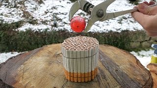 Glowing 1000 Degree Metal Ball vs 100 Cigarettes [upl. by Niveg]