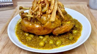 RECETTE RAMADAN 2024 🌙 LE POULET AUX OLIVES À LA MAROCAINE AVEC SA DARMIRA ET FRITES MAISON 🇲🇦 [upl. by Ekal]