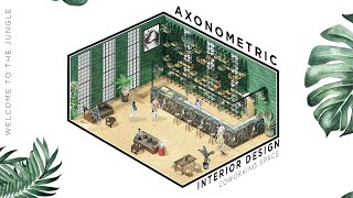 How to create an AXONOMETRIC INTERIOR DESIGN DRAWING archibicc [upl. by Cortie568]