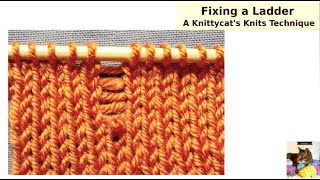 Correcting Knitting Errors  Fixing a Ladder a Knittycats Knits Technique [upl. by Rudelson282]