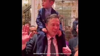 Elated Elon Musk and son at MaraLago after Trumps electoral win [upl. by Yrrap900]