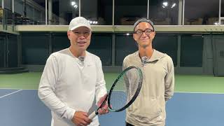 COACH CHRIS AND I TRY THE DONNAY PRO ONE HEXACORE 97 TENNIS RACKET  GREAT FEEL AND ARM FRIENDLY [upl. by Alaj]