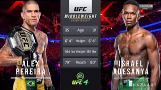 ALEX PEREIRA VS ISRAEL ADESANYA 2 FULL FIGHT UFC 287 [upl. by Hgielac]